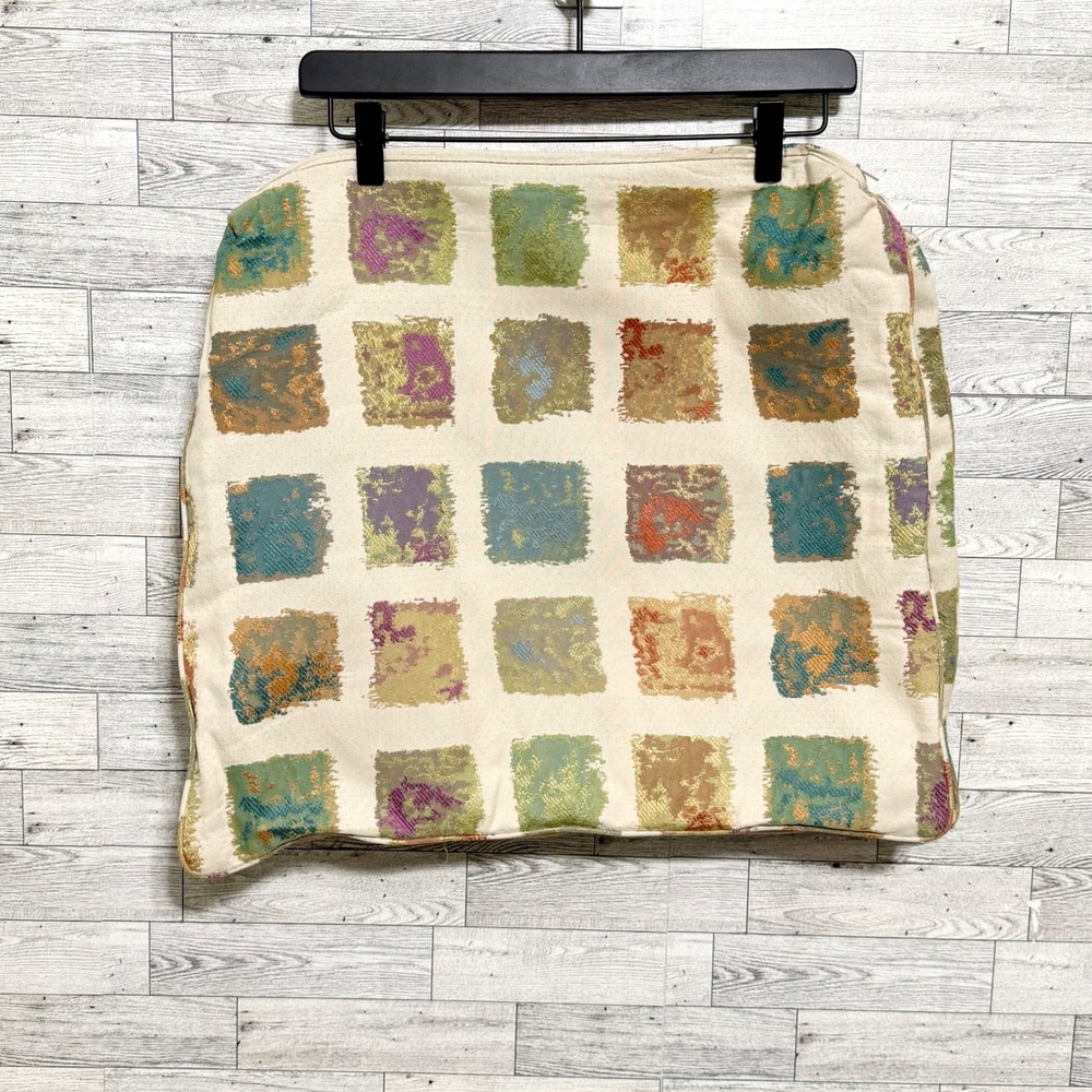 2-Pillow Cover Cream Jewel Tone Abstract Squares Textured Accent‎ Pillow 17 x 19
